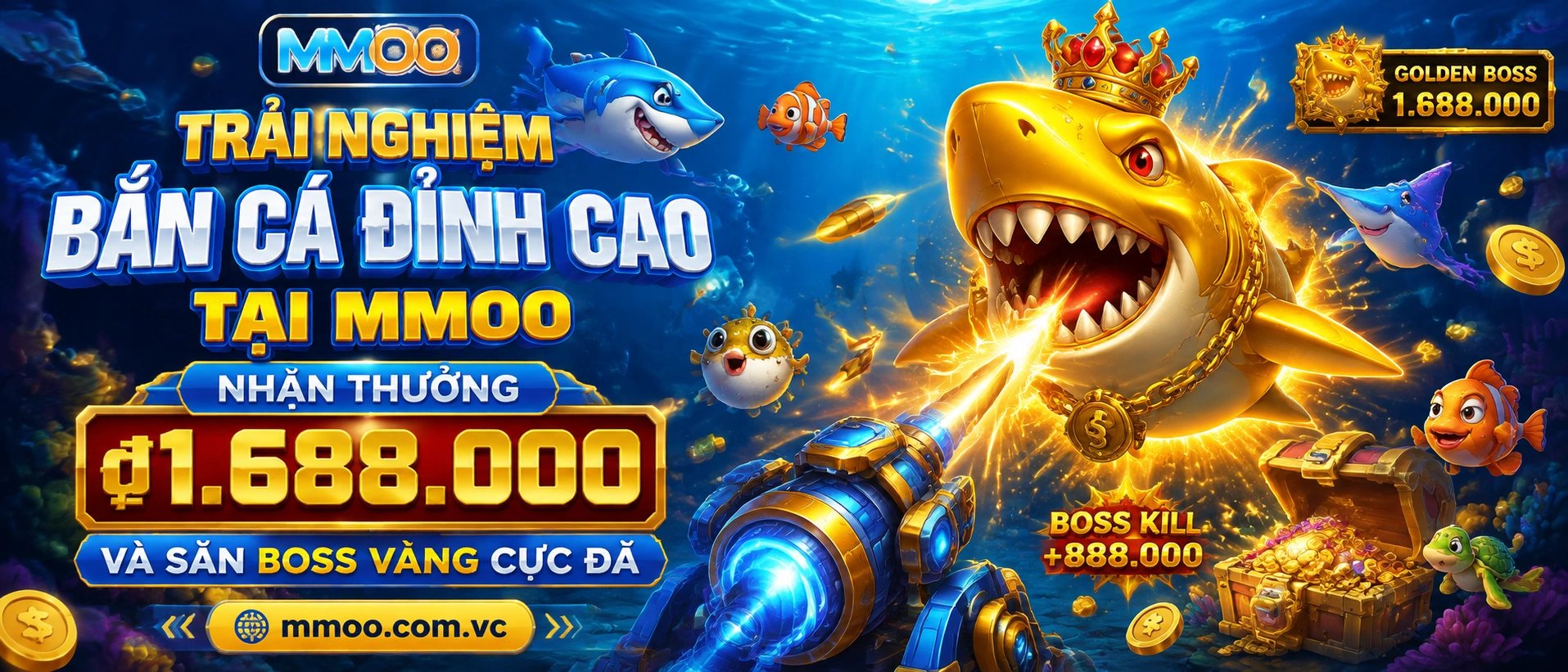 Bắn Cá Đêm Biển Bắn Cá Đêm Biển với tông xanh đậm và hiệu ứng mượt